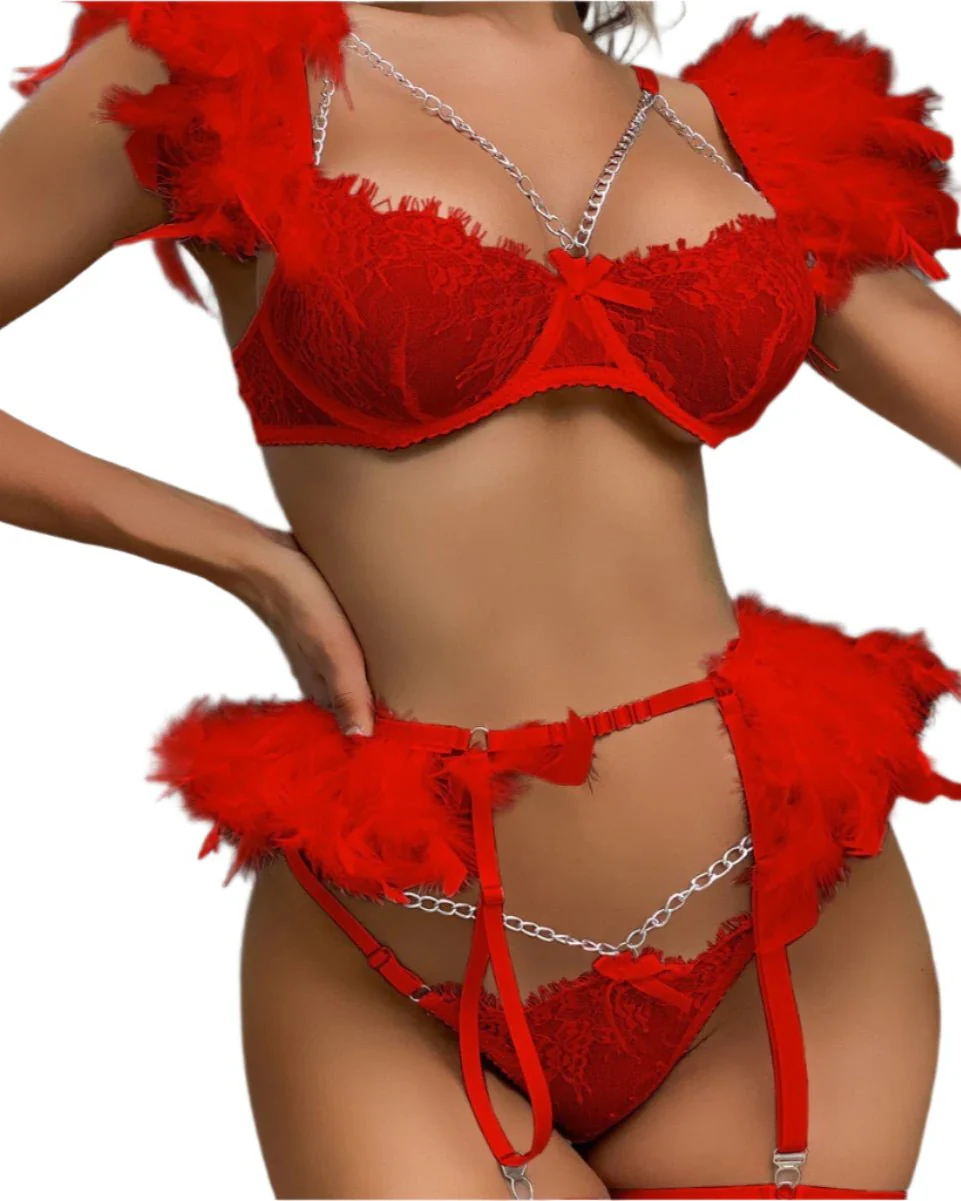 Angel Gone Wild Feather & Chain Lingerie - Image 6