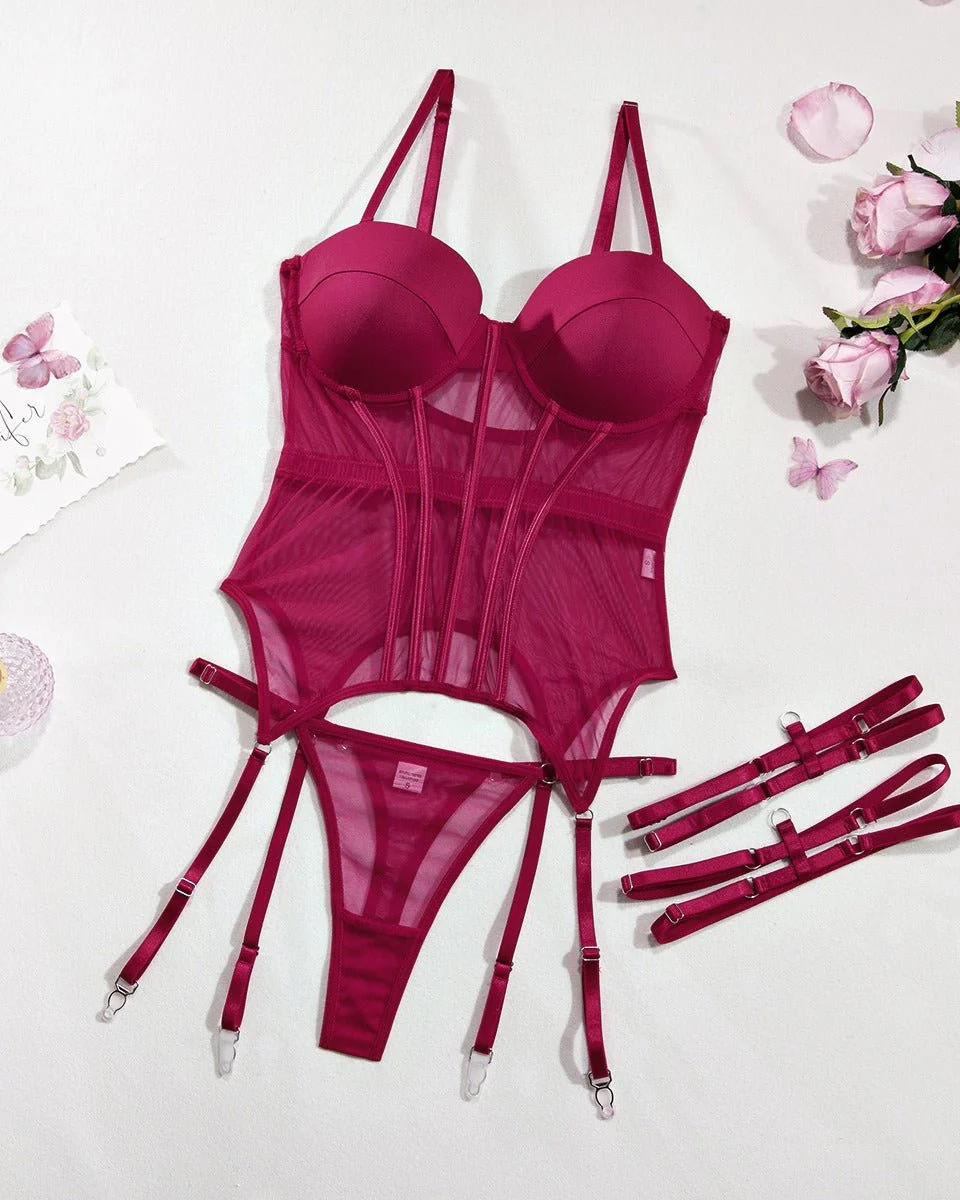 Bordeaux Bliss Two Piece Lingerie Set - Image 2