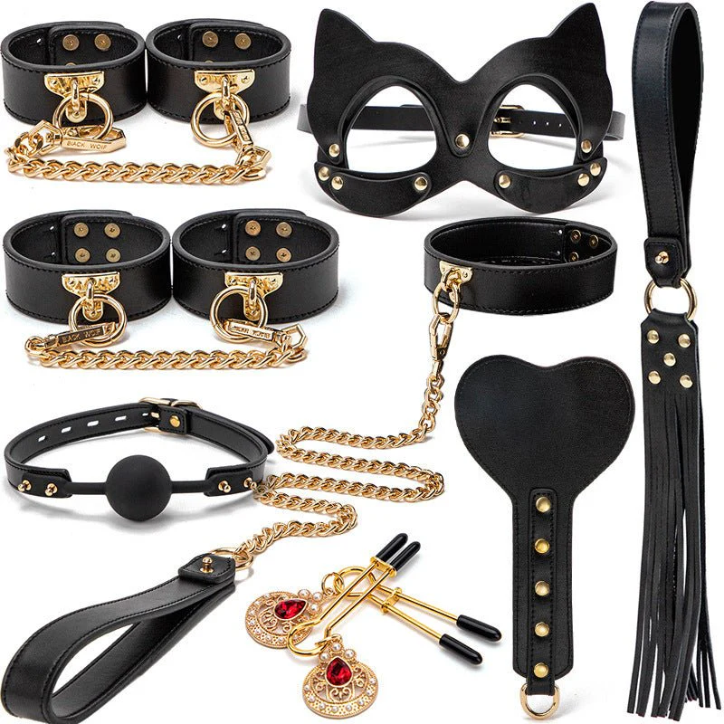 Luxury Black & Gold BDSM Fantasy Kit – 9 -Piece Set - Image 3