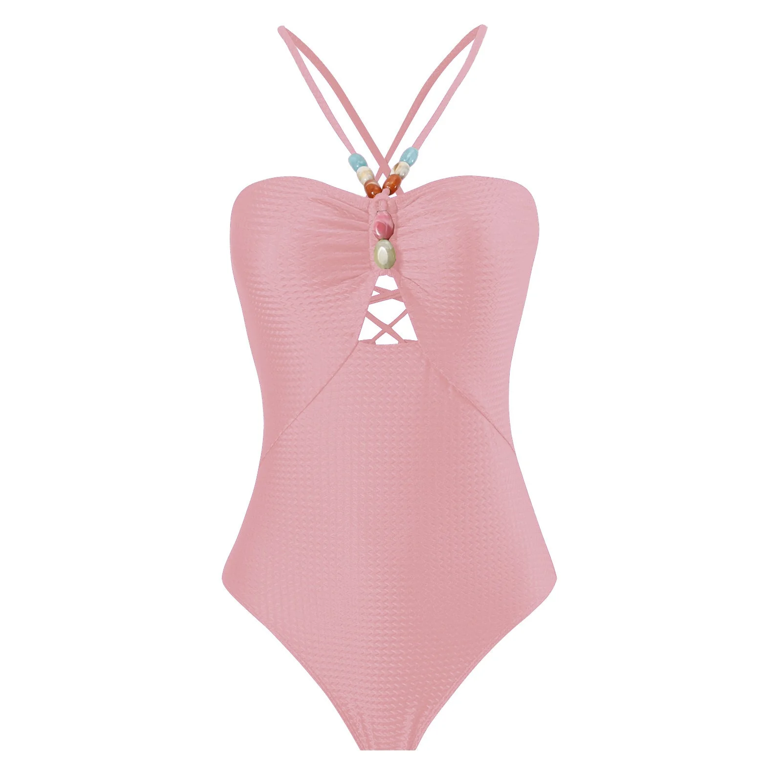 Monokini Back Tieup Solid Color Swimsuit with Floral Sarong By Sinderella - Image 6
