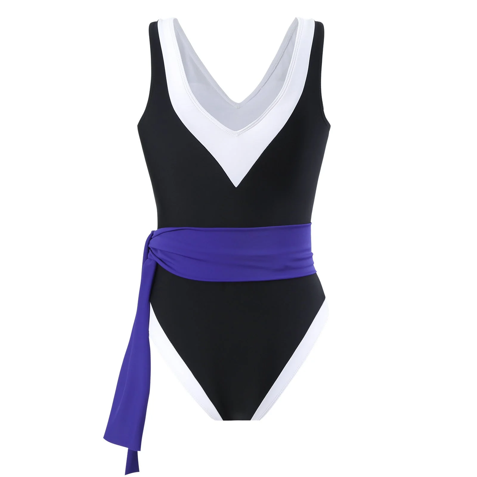 Monokini Color Block Swimsuit With Slimming Skirt By Sinderella - Image 2