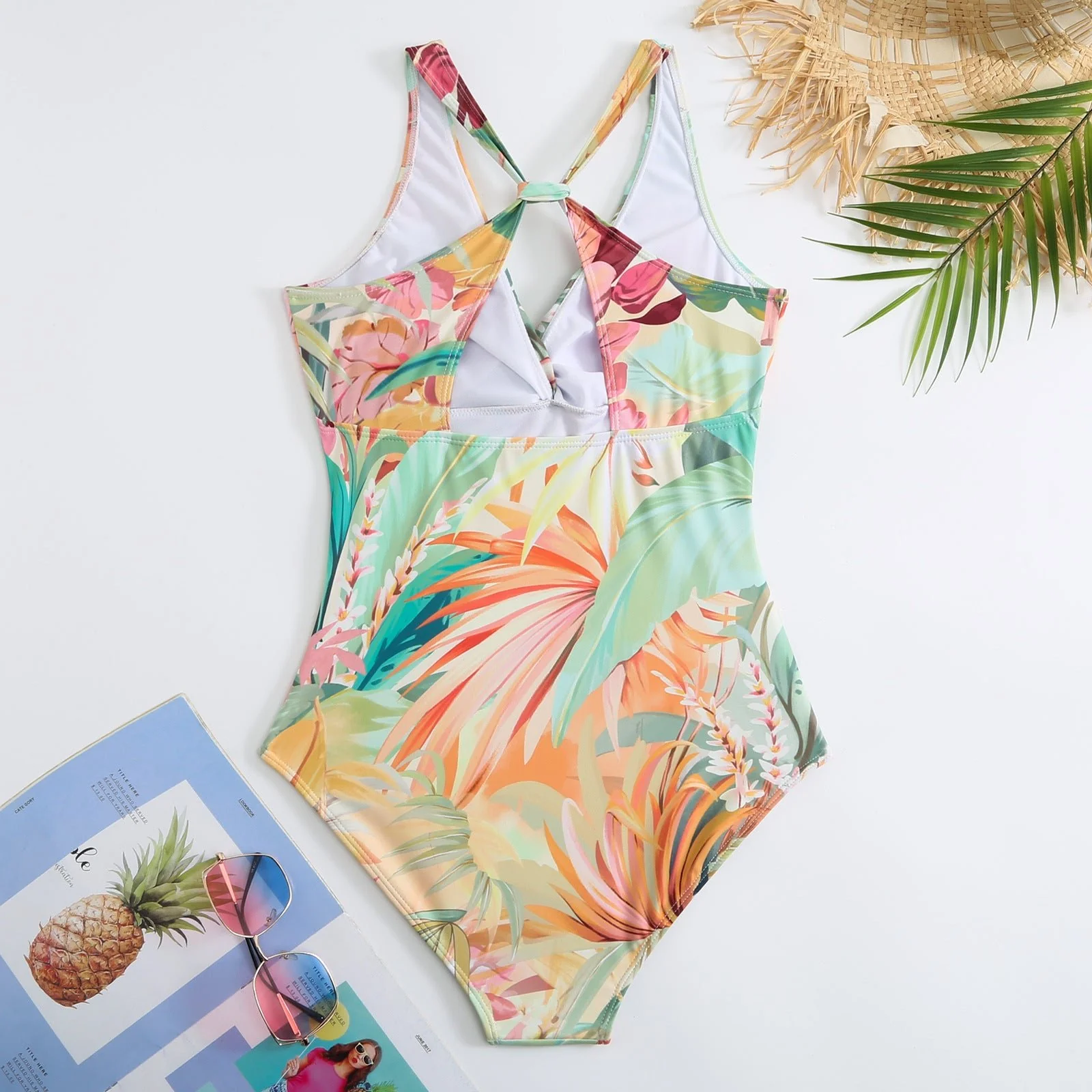 Monokini Criss Cross Back Floral Swimsuit With Short Sarong By Sinderella - Image 5