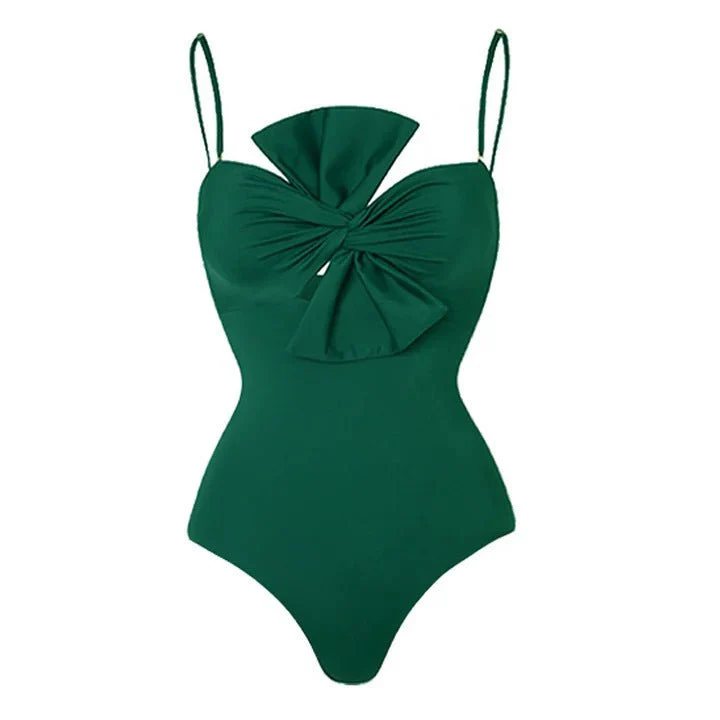 Monokini Solid Color Swimsuit with Floral Sarong By Sinderella - Image 4