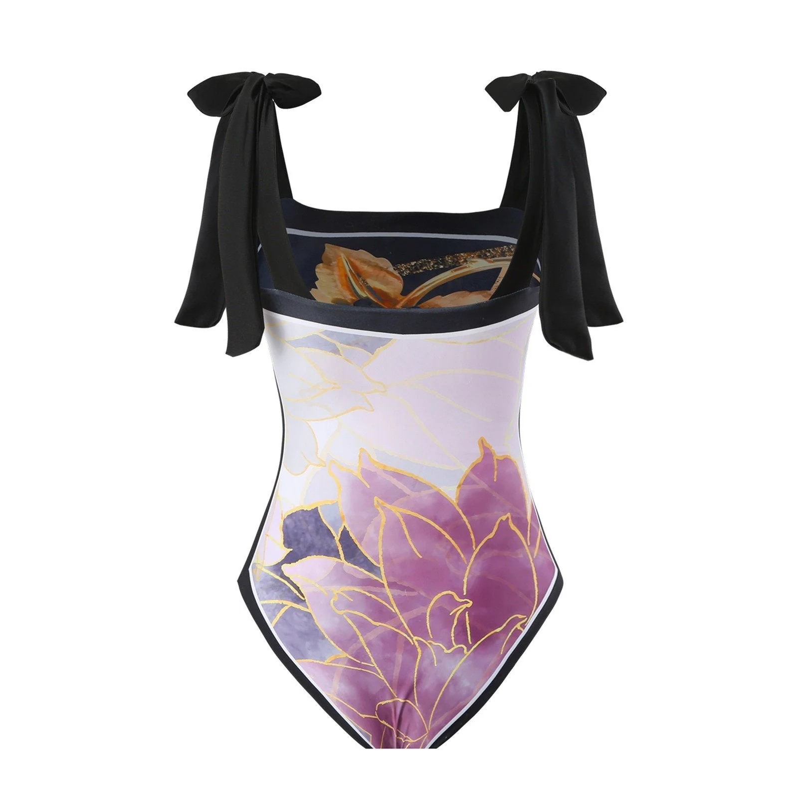 Reversible One Piece Black Tie Up Swimsuit With Wrap Around Tie Up Sarong Skirt By Sinderella - Image 7