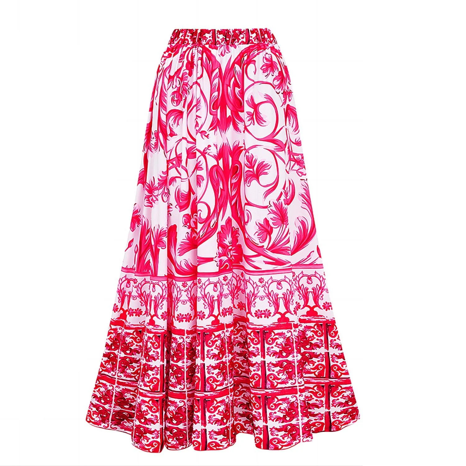 Reversible Red Pink One Piece Tie Up Swimsuit With Floral Skirt By Sinderella - Image 5