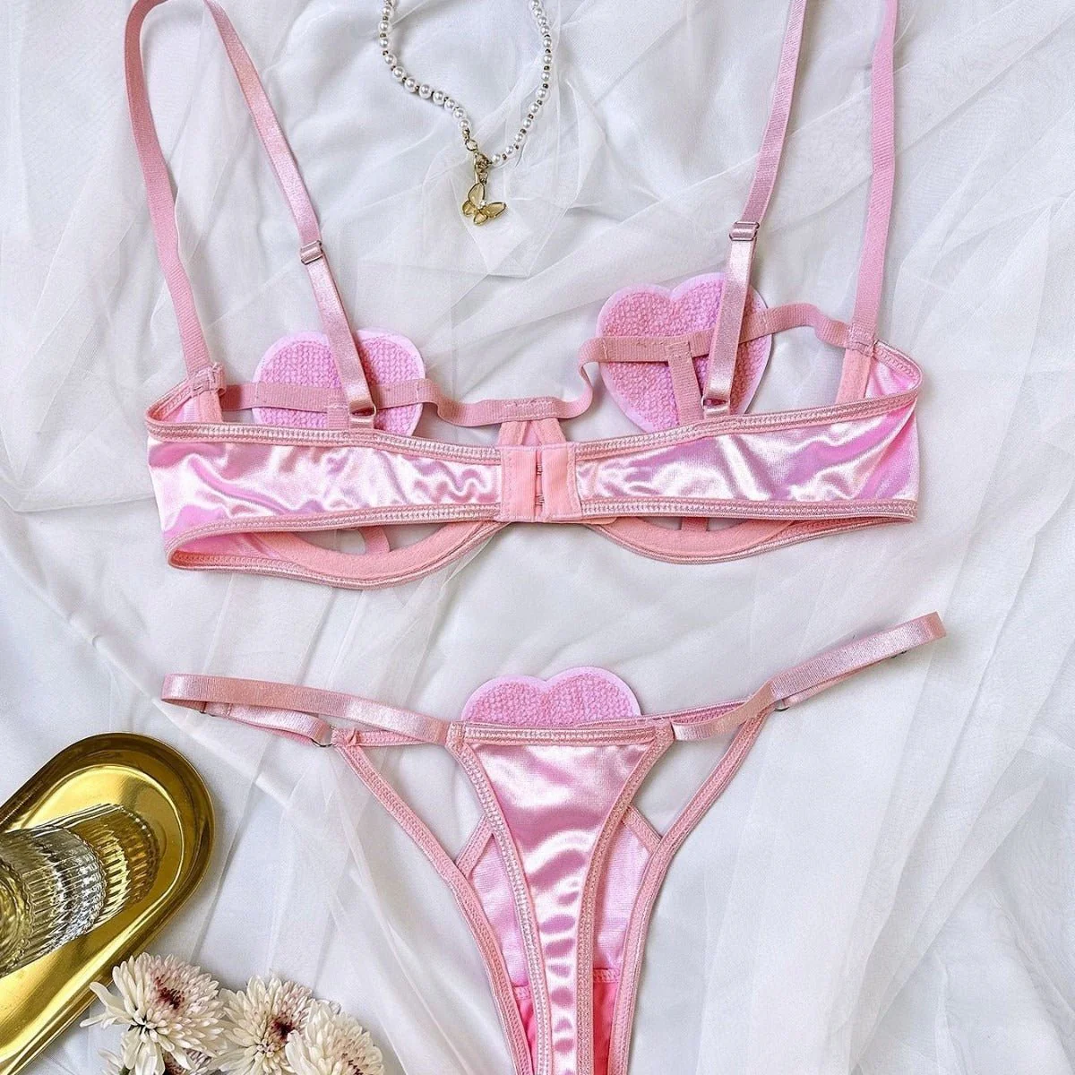 Softcore Fantasy Heart Satin Lingerie Set - Image 3