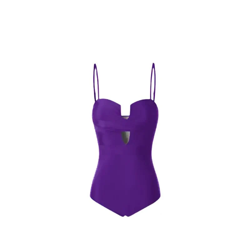 Solid Color Monokini With Spaghetti Strap By Sinderella - Image 3