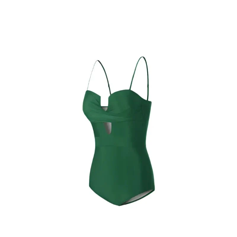 Solid Color Monokini With Spaghetti Strap By Sinderella - Image 5