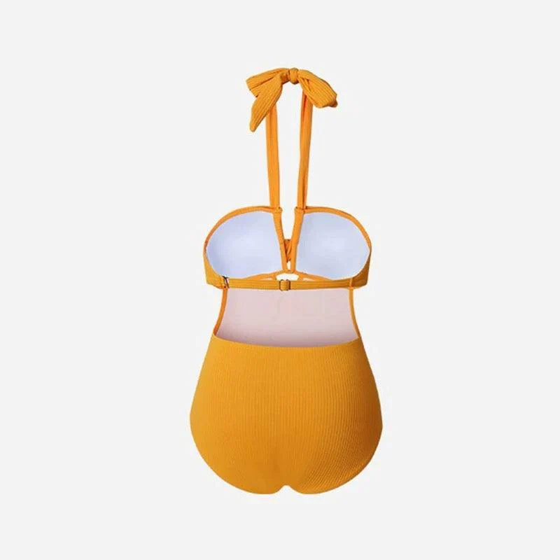 Solid Yellow Color Monokini Halter Neck By Sinderella - Image 3