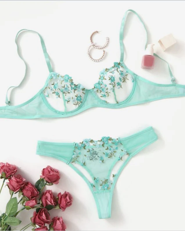 Stop & Stare Sheer Mesh Bra & Thong Lingerie - Image 7