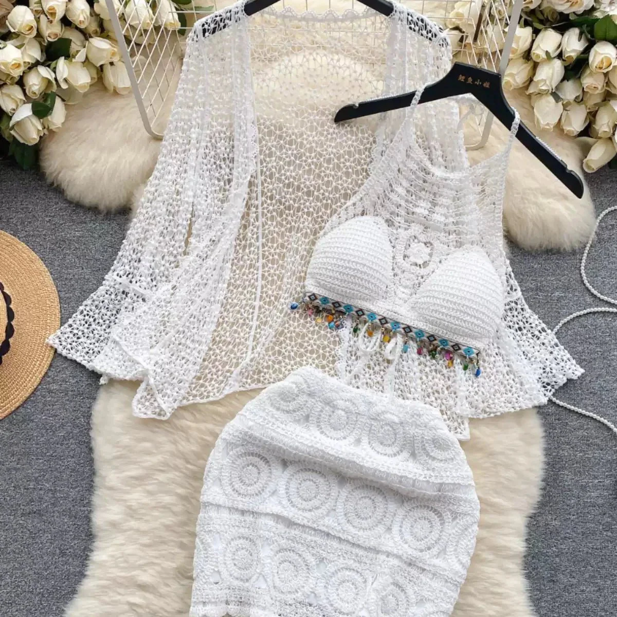 Three Piece Crochet Beach Resort Set - Image 5