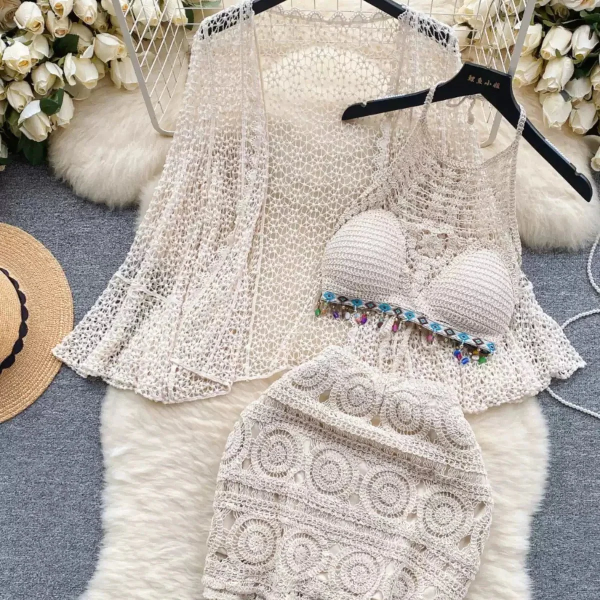 Three Piece Crochet Beach Resort Set - Image 6