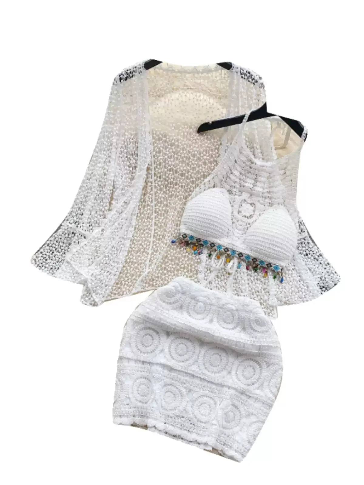Three Piece Crochet Beach Resort Set - Image 7